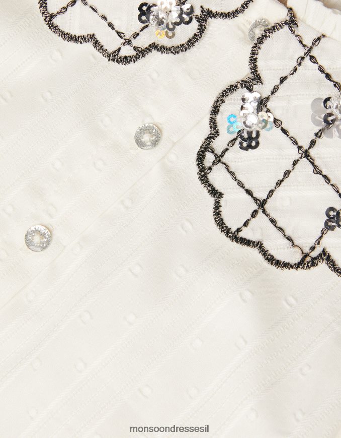 הַלבָּשָׁה Monsoon חולצת צווארון מעוטרת שֶׁנהָב ילדה HTJ0TZ1713