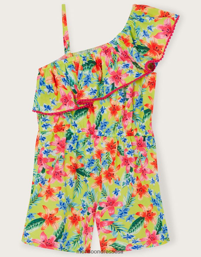 הַלבָּשָׁה Monsoon חליפת משחק טרופית עם כתף אחת ירוק (ליים) ילדה HTJ0TZ1717