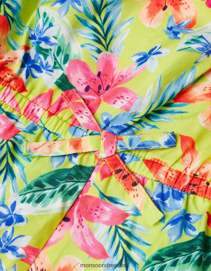 הַלבָּשָׁה Monsoon חליפת משחק טרופית עם כתף אחת ירוק (ליים) ילדה HTJ0TZ1717