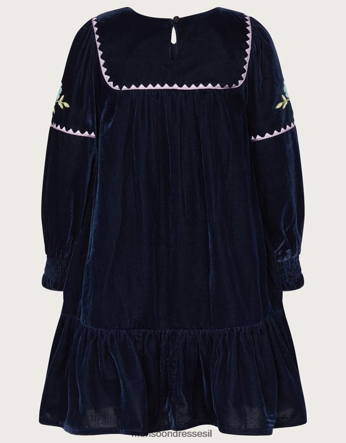 הַלבָּשָׁה Monsoon שמלת בוהו קטיפה בוטיק כחול (צי) ילדה HTJ0TZ1718