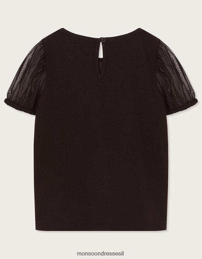 הַלבָּשָׁה Monsoon חולצת חתול שָׁחוֹר ילדה HTJ0TZ1721