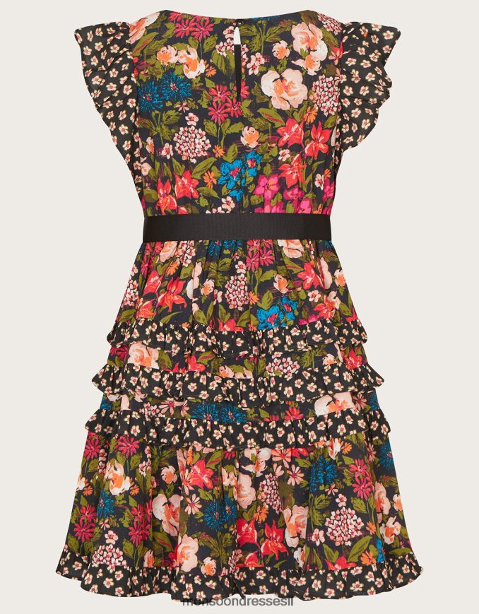 הַלבָּשָׁה Monsoon שמלת סלסול פרחונית שָׁחוֹר ילדה HTJ0TZ1724