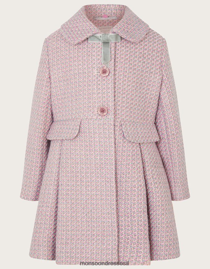 הַלבָּשָׁה Monsoon מעיל צווארון פרווה מלאכותית טוויד אפור ילדה HTJ0TZ1727