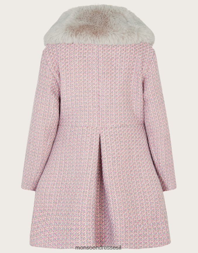 הַלבָּשָׁה Monsoon מעיל צווארון פרווה מלאכותית טוויד אפור ילדה HTJ0TZ1727