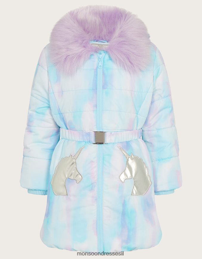 הַלבָּשָׁה Monsoon מעיל מרופד בצבעי מים של חד קרן שֶׁנהָב ילדה HTJ0TZ1729