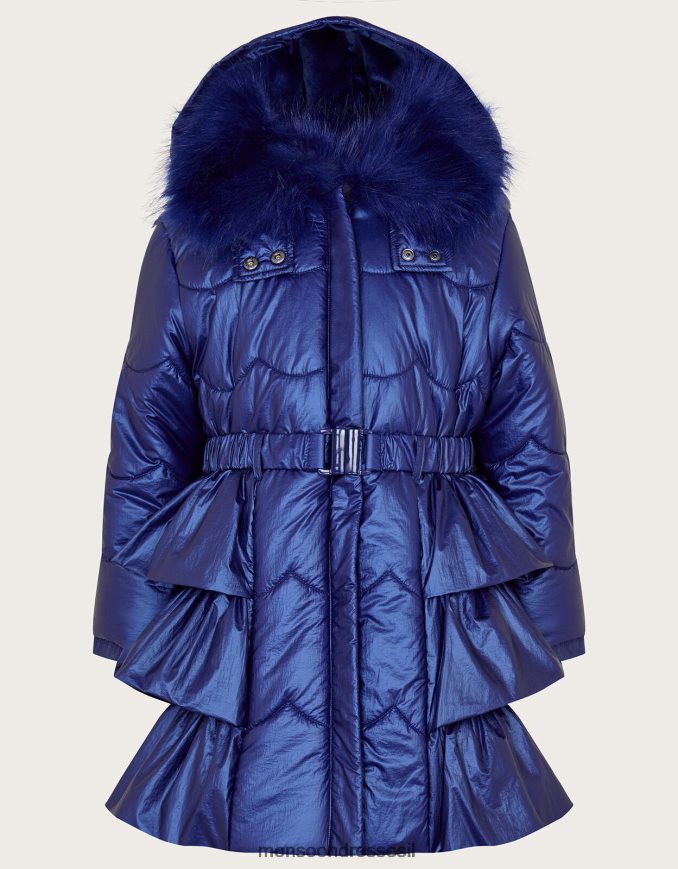 הַלבָּשָׁה Monsoon מעיל מרופד שולי מנצנץ כְּחוֹל ילדה HTJ0TZ1730