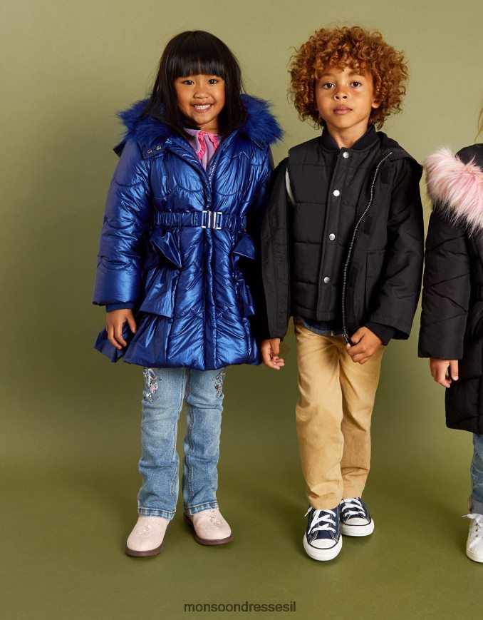 הַלבָּשָׁה Monsoon מעיל מרופד שולי מנצנץ כְּחוֹל ילדה HTJ0TZ1730