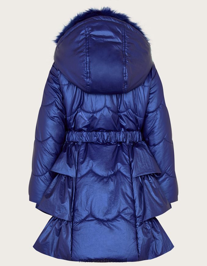 הַלבָּשָׁה Monsoon מעיל מרופד שולי מנצנץ כְּחוֹל ילדה HTJ0TZ1730