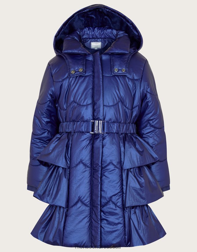 הַלבָּשָׁה Monsoon מעיל מרופד שולי מנצנץ כְּחוֹל ילדה HTJ0TZ1730