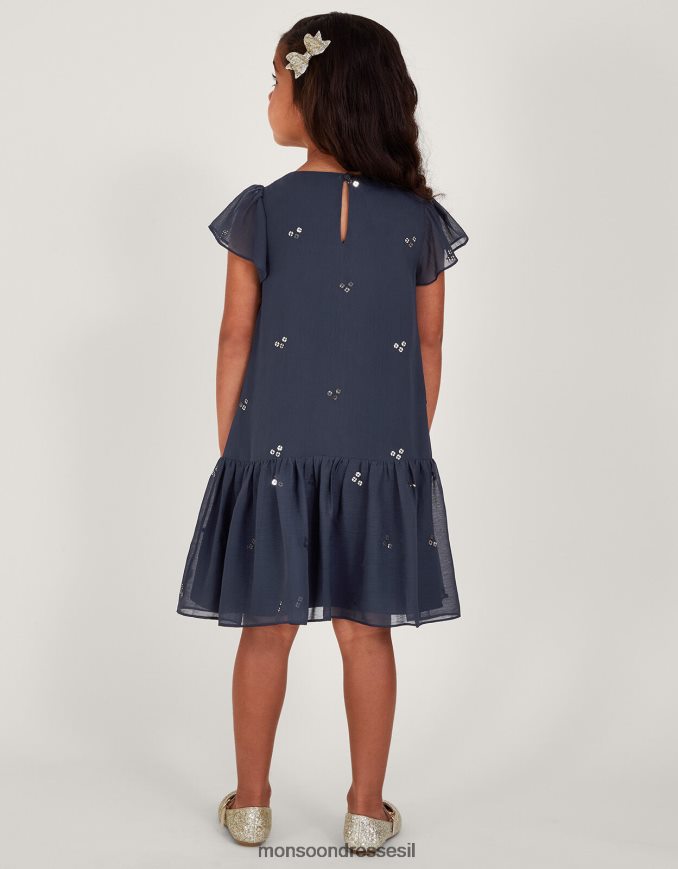 הַלבָּשָׁה Monsoon שמלת מסיבות שיפון נצנצים כחול (צי) ילדה HTJ0TZ1733