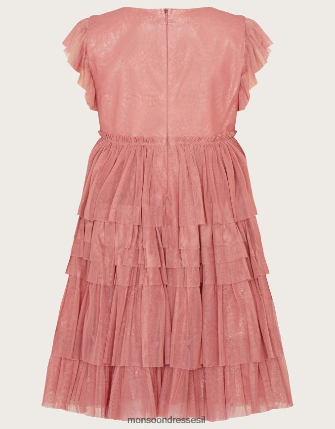 הַלבָּשָׁה Monsoon שמלת מסיבות מארוג רשת וָרוֹד ילדה HTJ0TZ1737