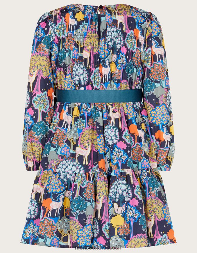 הַלבָּשָׁה Monsoon שמלה בהדפס יער כְּחוֹל ילדה HTJ0TZ1738