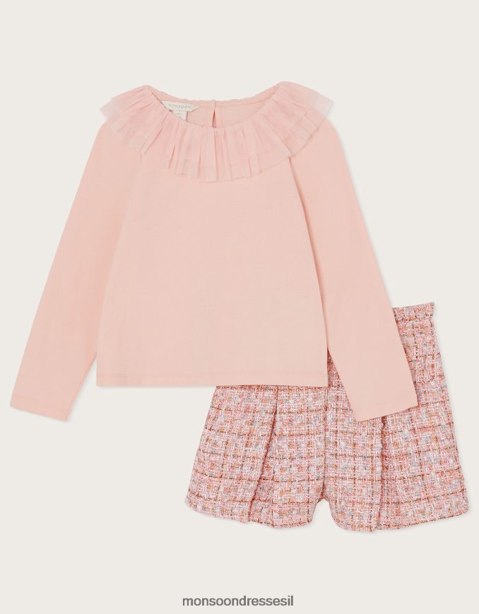 הַלבָּשָׁה Monsoon סט מכנסיים קצרים וטוויד וָרוֹד ילדה HTJ0TZ1739