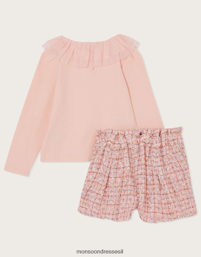 הַלבָּשָׁה Monsoon סט מכנסיים קצרים וטוויד וָרוֹד ילדה HTJ0TZ1739