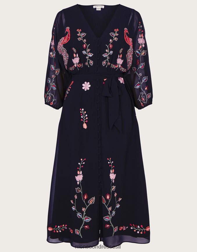 הַלבָּשָׁה Monsoon שמלת מעטפת רקומה של טינה שָׁחוֹר נשים HTJ0TZ173