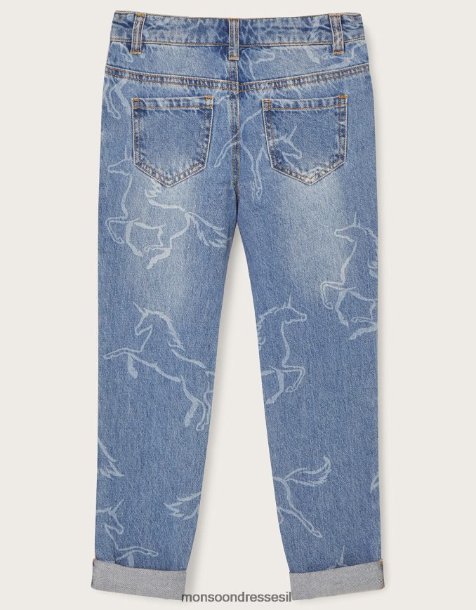 הַלבָּשָׁה Monsoon ג'ינס בהדפס חד קרן כְּחוֹל ילדה HTJ0TZ1740