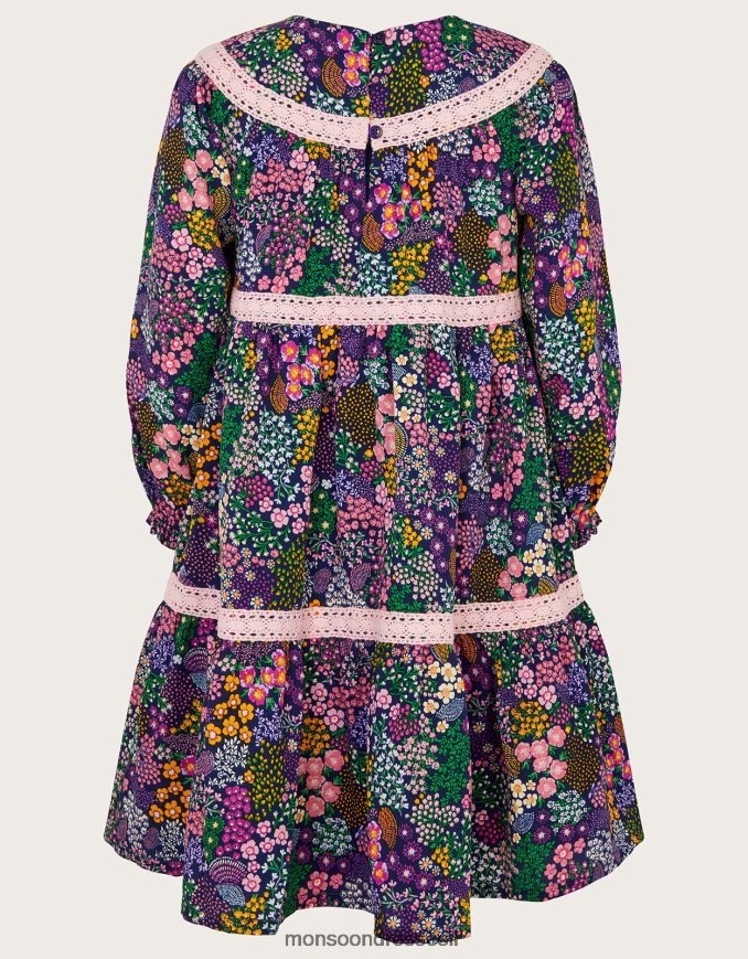 הַלבָּשָׁה Monsoon שמלה עם עיטור פרחוני כְּחוֹל ילדה HTJ0TZ1742
