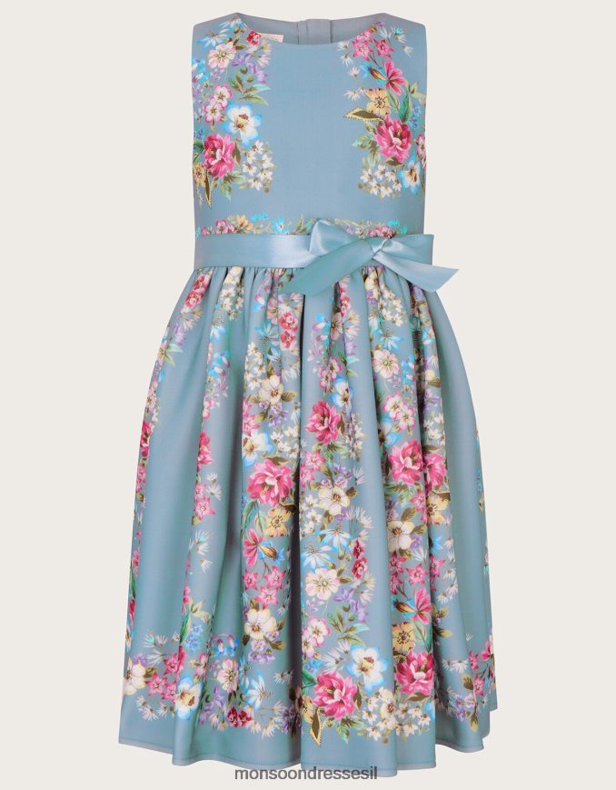 הַלבָּשָׁה Monsoon שמלת מסיבה פרחונית של סוזי ירוק ילדה HTJ0TZ1748