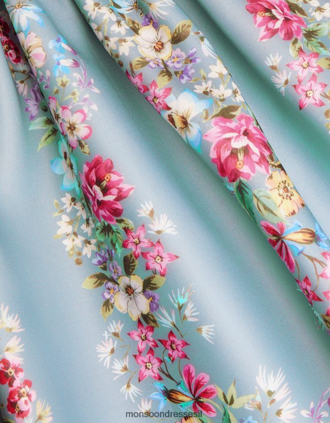 הַלבָּשָׁה Monsoon שמלת מסיבה פרחונית של סוזי ירוק ילדה HTJ0TZ1748