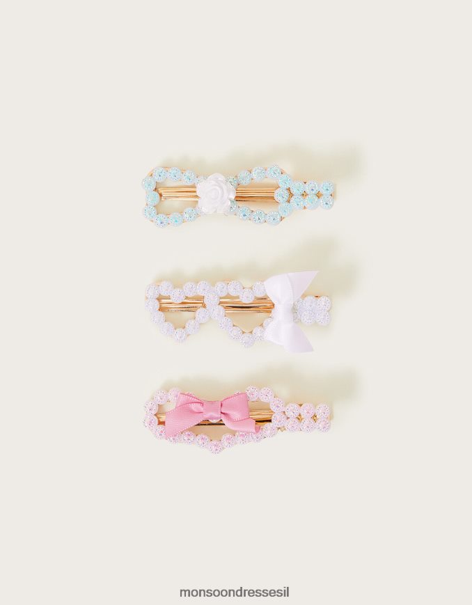 אבזר Monsoon סט קליפס מסנוור עדין של שלושה מסוגנן ילדה HTJ0TZ1755