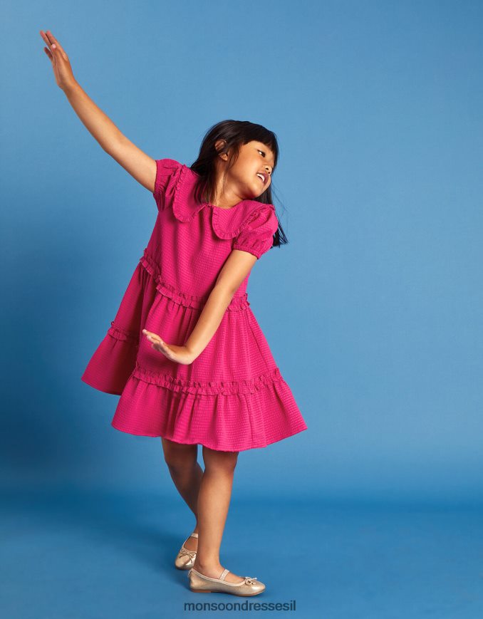 הַלבָּשָׁה Monsoon שמלה עם פרסומת צווארון ורוד (ורוד בהיר) ילדה HTJ0TZ1757