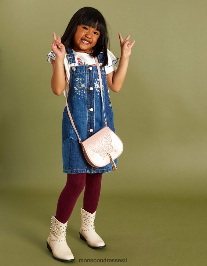 הַלבָּשָׁה Monsoon שמלת ג'ינס מעוטרת באבני חן כְּחוֹל ילדה HTJ0TZ1758