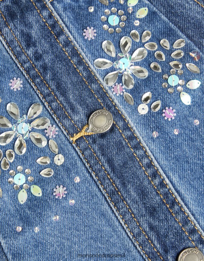 הַלבָּשָׁה Monsoon שמלת ג'ינס מעוטרת באבני חן כְּחוֹל ילדה HTJ0TZ1758