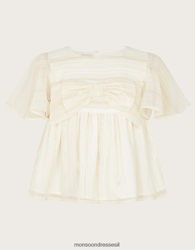 הַלבָּשָׁה Monsoon חולצה ארוגת קשת נוצצת שֶׁנהָב ילדה HTJ0TZ1762