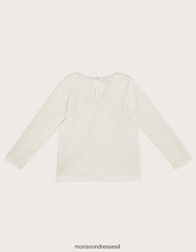 הַלבָּשָׁה Monsoon חלק עליון עם שרוולים ארוכים פרחוני נצנצים שֶׁנהָב ילדה HTJ0TZ1766