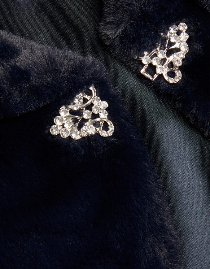 הַלבָּשָׁה Monsoon פרווה מלאכותית עם שרוול ארוך כחול (צי) ילדה HTJ0TZ1768