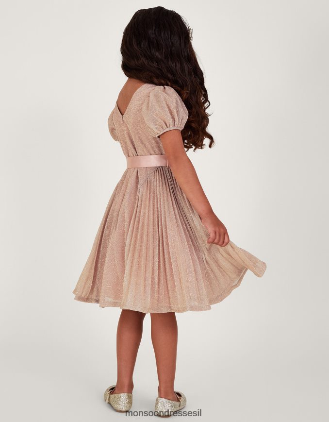 הַלבָּשָׁה Monsoon שמלת מסיבות מוזהבת בורד מוזהב וָרוֹד ילדה HTJ0TZ1769