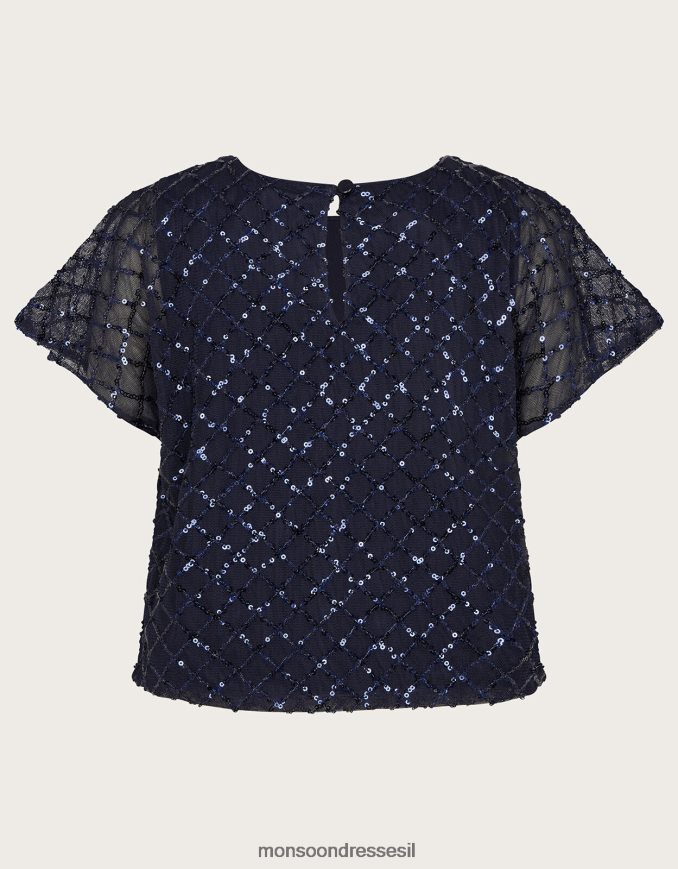 הַלבָּשָׁה Monsoon חלק עליון עם שרוולים מתנפנפים כחול (צי) ילדה HTJ0TZ1771