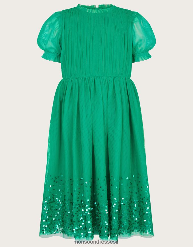 הַלבָּשָׁה Monsoon שמלת נצנצים של שירלי ירוק ילדה HTJ0TZ1773