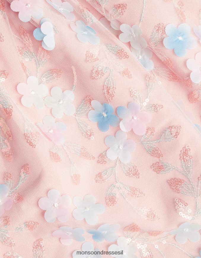 הַלבָּשָׁה Monsoon שמלת טרפז פרח דיסקו ורוד (ורוד חיוור) ילדה HTJ0TZ1776