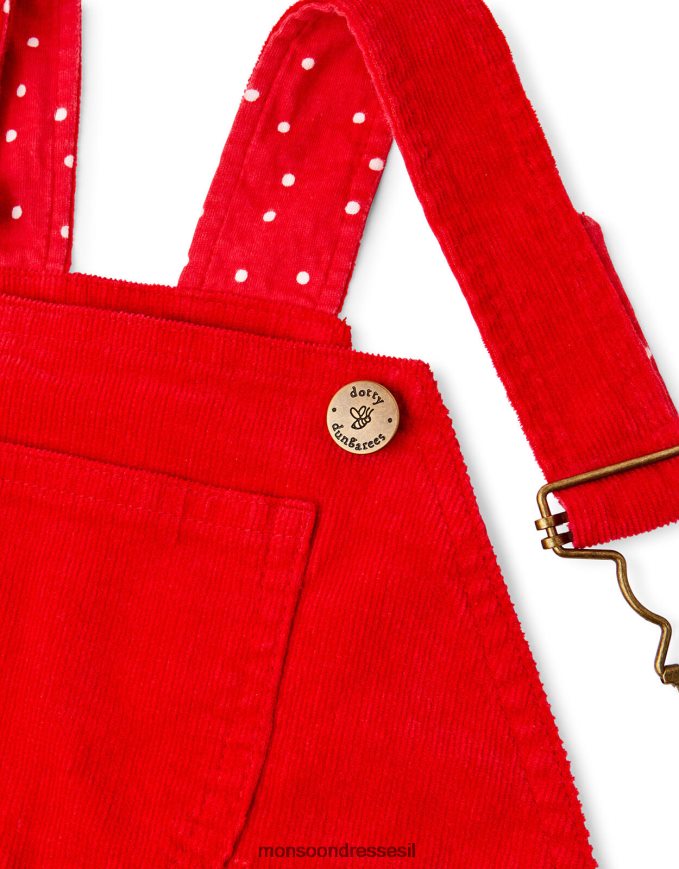 הַלבָּשָׁה Monsoon סט שמלת קורדרוי ותחתונים מנוקדים אָדוֹם יְלָדִים HTJ0TZ1781