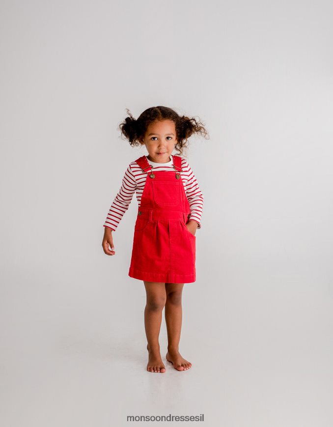 הַלבָּשָׁה Monsoon סט שמלת קורדרוי ותחתונים מנוקדים אָדוֹם יְלָדִים HTJ0TZ1781