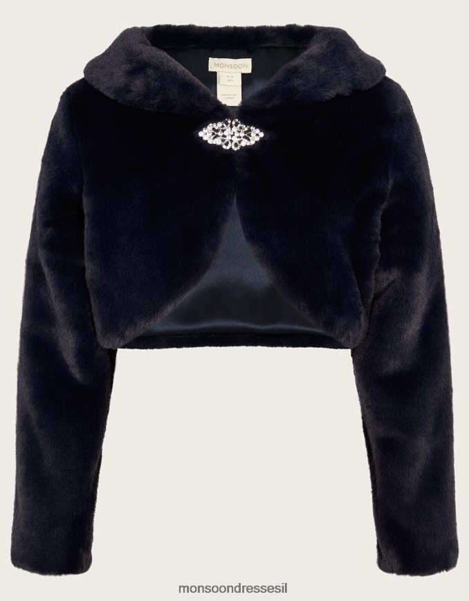 הַלבָּשָׁה Monsoon פרווה מלאכותית עם שרוול ארוך כחול (צי) ילדה HTJ0TZ1784