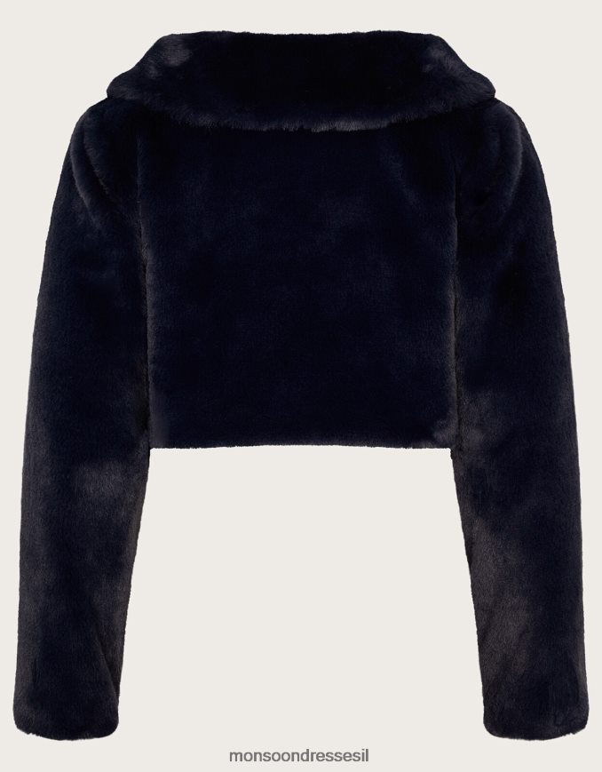 הַלבָּשָׁה Monsoon פרווה מלאכותית עם שרוול ארוך כחול (צי) ילדה HTJ0TZ1784