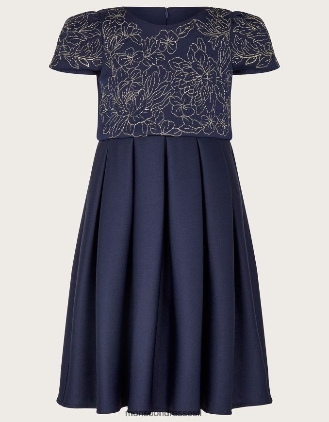 הַלבָּשָׁה Monsoon שמלת צלילה רקומה פרחונית כחול (צי) ילדה HTJ0TZ1787