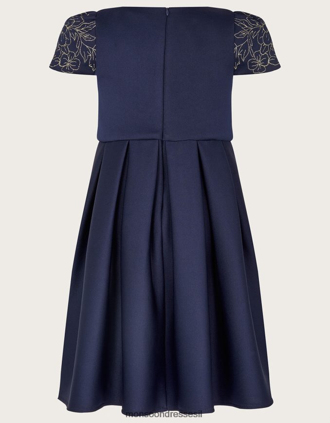 הַלבָּשָׁה Monsoon שמלת צלילה רקומה פרחונית כחול (צי) ילדה HTJ0TZ1787