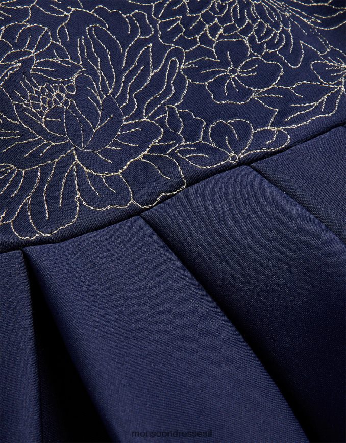 הַלבָּשָׁה Monsoon שמלת צלילה רקומה פרחונית כחול (צי) ילדה HTJ0TZ1787