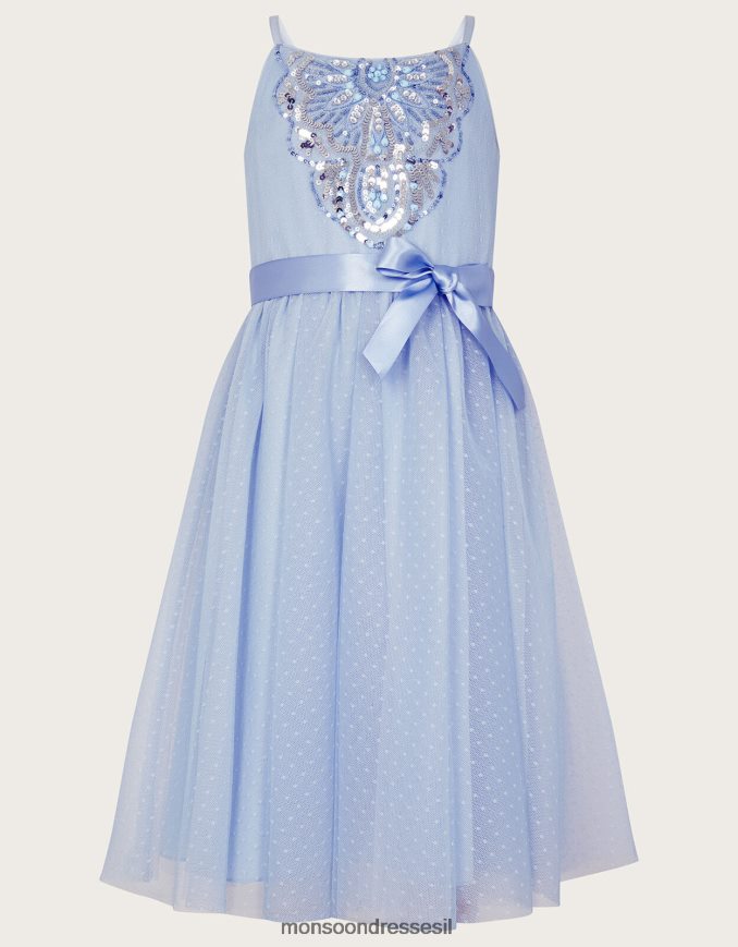 הַלבָּשָׁה Monsoon שמלה מקושטת לונה כְּחוֹל יְלָדִים HTJ0TZ1788