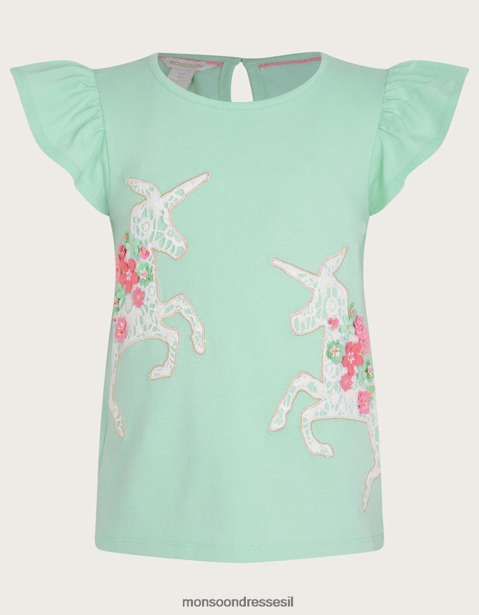 הַלבָּשָׁה Monsoon חלק עליון חד קרן סרוג ירוק ילדה HTJ0TZ1790