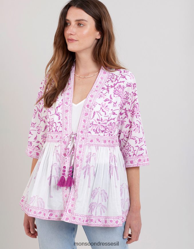 הַלבָּשָׁה Monsoon ז'קט בהדפס בלוק עץ של איסט יוליה סָגוֹל נשים HTJ0TZ179