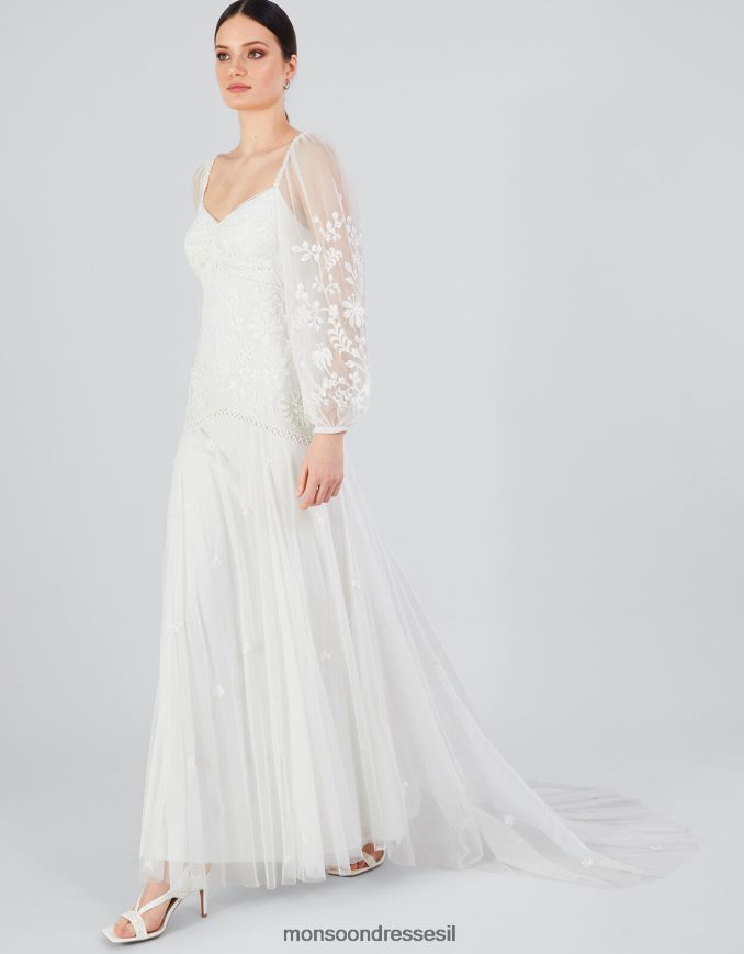 הַלבָּשָׁה Monsoon שמלת מקסי כלה מקושטת של ג'וזט שֶׁנהָב נשים HTJ0TZ18