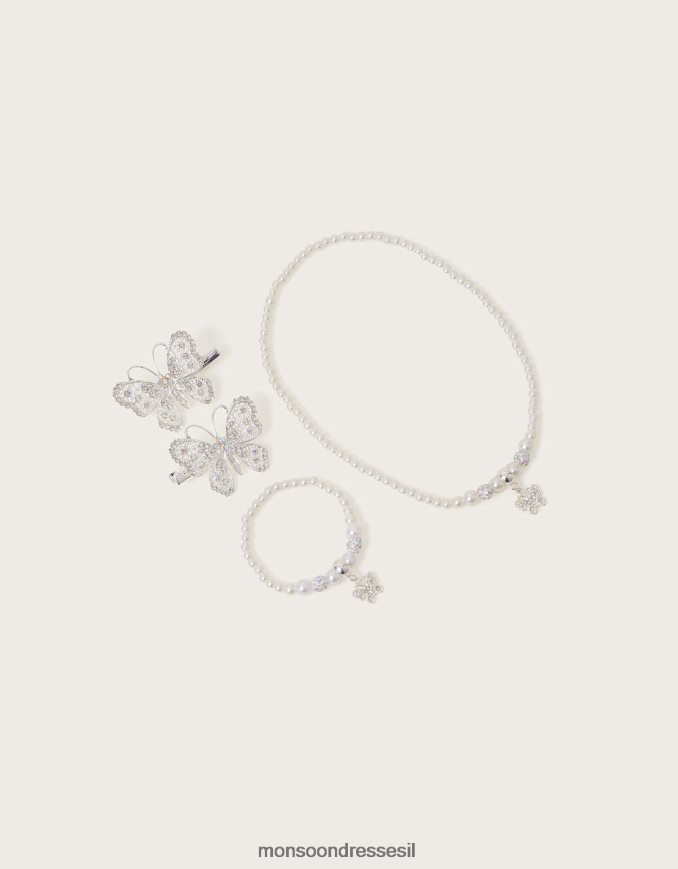 אבזר Monsoon תכשיטים וסט שיער של פנינת פרפר פרפר מסוגנן ילדה HTJ0TZ1806