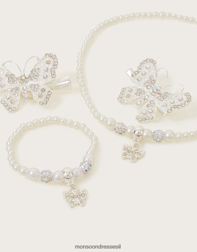 אבזר Monsoon תכשיטים וסט שיער של פנינת פרפר פרפר מסוגנן ילדה HTJ0TZ1806