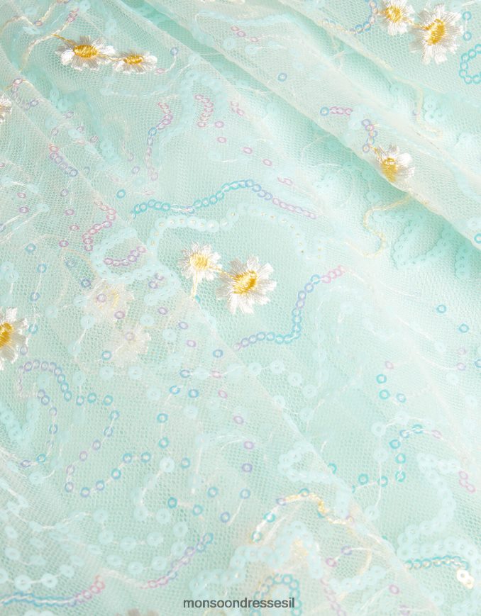 הַלבָּשָׁה Monsoon שמלה רקומה עם פאייטים חיננית ירוק (מנטה) ילדה HTJ0TZ1808