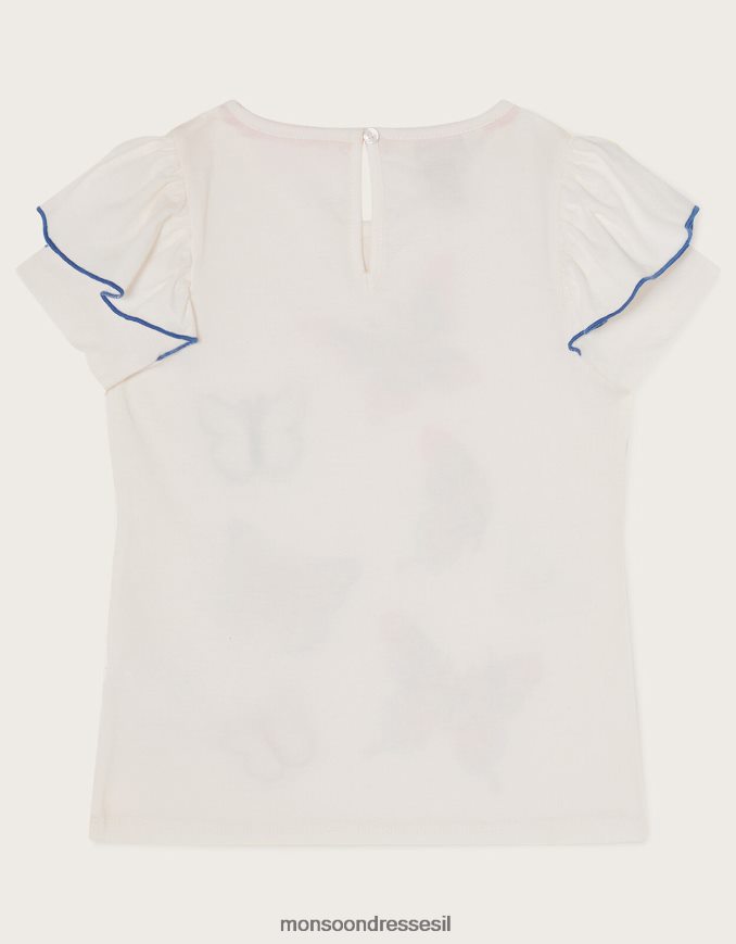 הַלבָּשָׁה Monsoon עליונית פרפר מעוטרת נצנצים שֶׁנהָב ילדה HTJ0TZ1811