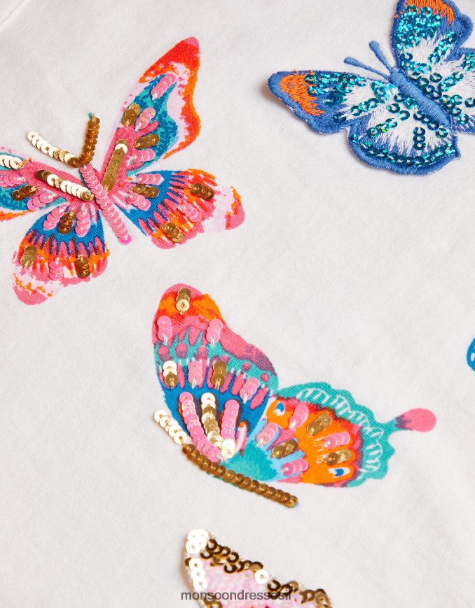 הַלבָּשָׁה Monsoon עליונית פרפר מעוטרת נצנצים שֶׁנהָב ילדה HTJ0TZ1811